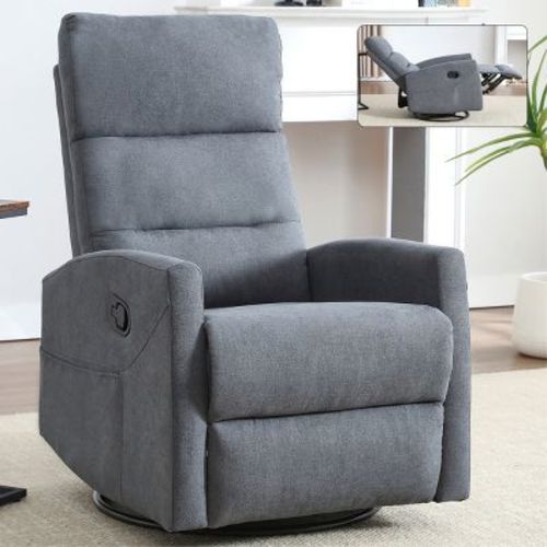 Swivel Rocking Recliner Chair with Manual Recline, 360° Rotation, Chenille Fabric, Easy Assembly, for Living Room & Nursery-Koiai