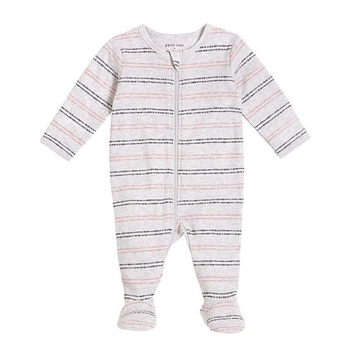3 Mos Petit Lem® Newborn Stripe Footie Pajama in Grey