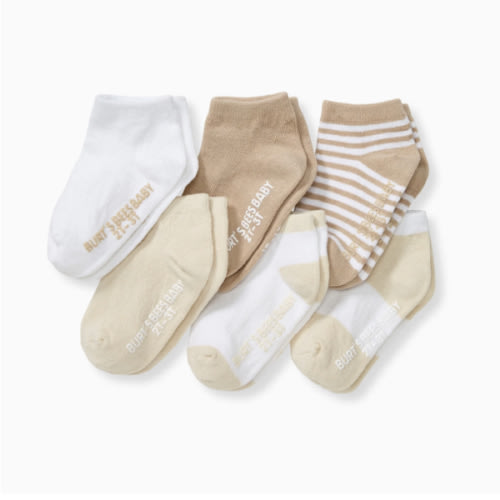 Solid & Stripes Organic Cotton Baby Ankle Socks 6 Pack - Oat – Burt's Bees Baby