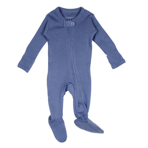 Slate | Organic Zipper Footie – L'ovedbaby 6-9M