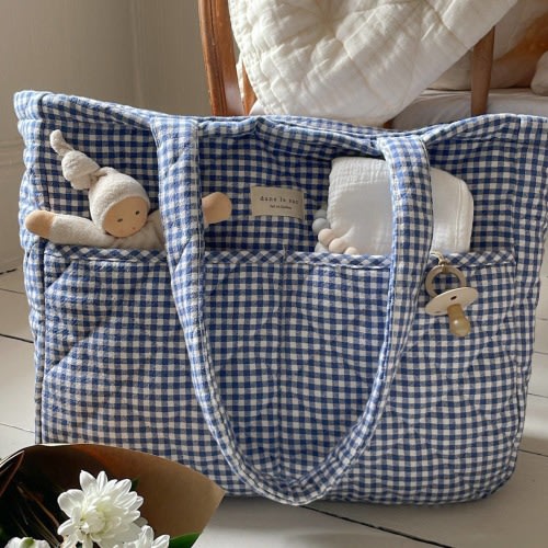 Organic cotton diaper bag - Gingham collection – Birch