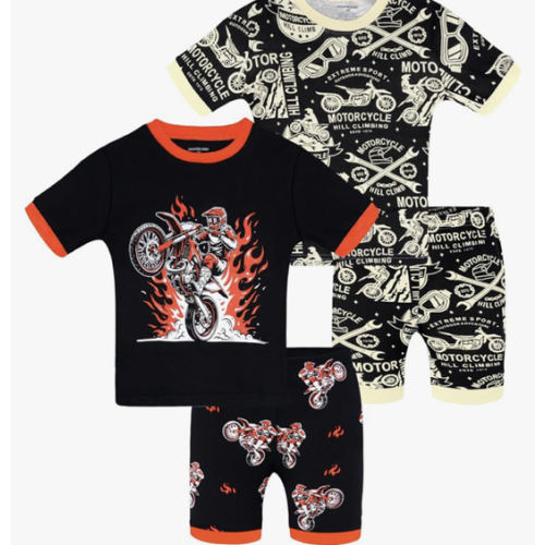 DAUGHTER QUEEN Boys Pajamas 4 Pieces Short Set 100% Cotton Sleepwear Size 18 Months-12 Years