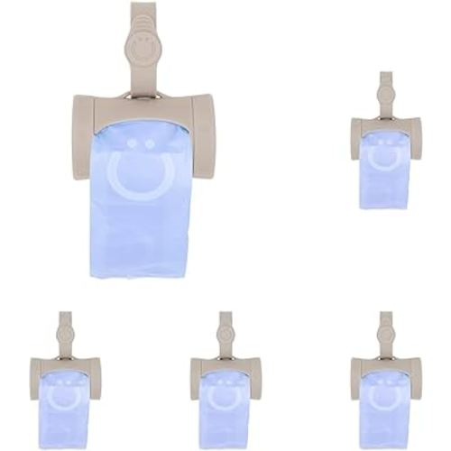 Ubbi Retractable On-the-Go Bag Dispenser for Baby Travel, Diaper Bag Accessory Must Have for Newborns, Helpful Baby Accessory, Taupe (Pack of 5)