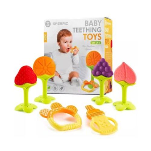 Baby Teether Toys for Babies 0-6 Months, Newborn Infant Baby Teethers Freezer Safe Silicone Baby Teether Toys, Frozen Teething Toys for Babies 0-6 Months, Baby Teethers Toys 6 Pack - Perfect Baby Gift