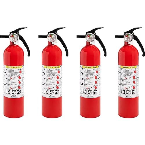 Kidde Fire Extinguisher for Home, 1-A:10-B:C, Dry Chemical Extinguisher, Red, Mounting Bracket Included, 4 Pack
