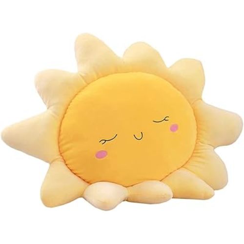Cuddly Plush Sun Pillow, Cloud Decorative Pillow for Bedroom, Playroom, Nursery, Cute Photo Props Pillow-01 Sun,17.5"