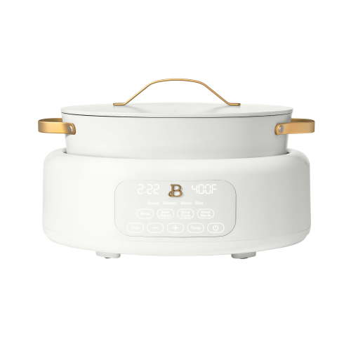 Free Shipping! Beautiful 10-in-1 6 Qt Electric Multi-Cooker White by Drew Barrymore, Sauté Slow Cook Steam and Oven Safe
