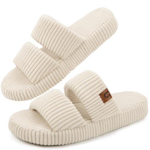 LongBay Slippers for Women Memory Foam Open Toe Slide Indoor House Shoes Slip On Bedroom Comfy Gift