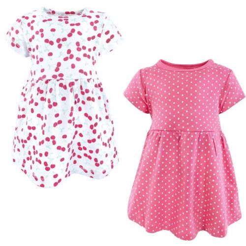 Luvable Friends Hudson Baby Short-Sleeve Dresses 2pk, Sweet Cherry, 0-3M