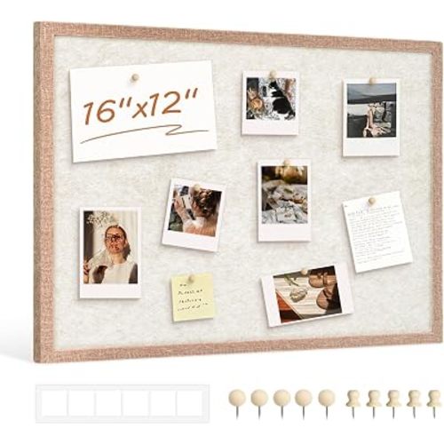 DOLLAR BOSS 16"x12" Beige Felt Framed Cork Board Bulletin Board