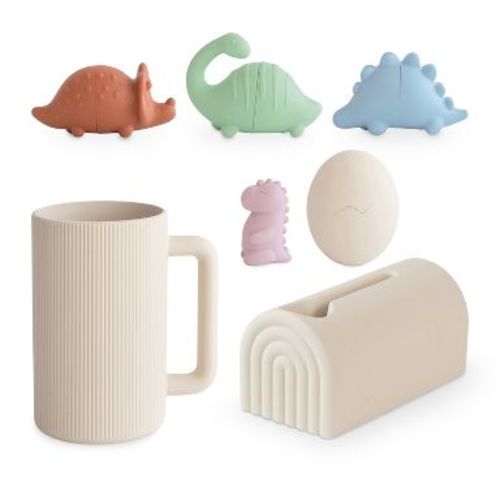 Mushie Dino Bath Essentials Kit