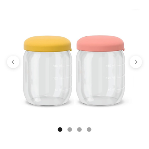 Food Storage Jar Set in Borosilicate Glass 6 oz - Coral / Mimosa