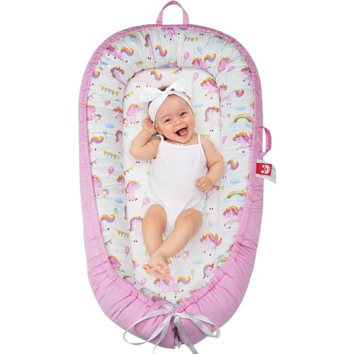 Baby Lounger for Newborn - Portable Infant Seat with Breathable Cover, Adjustable Cotton Lounger for Floor Play & Travel | Newborn Essentials Gift 0-24M