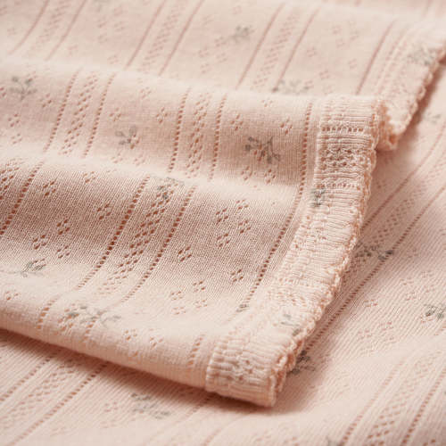 Blush Floral Organic Cotton Pointelle Baby Blanket – Elegant Baby