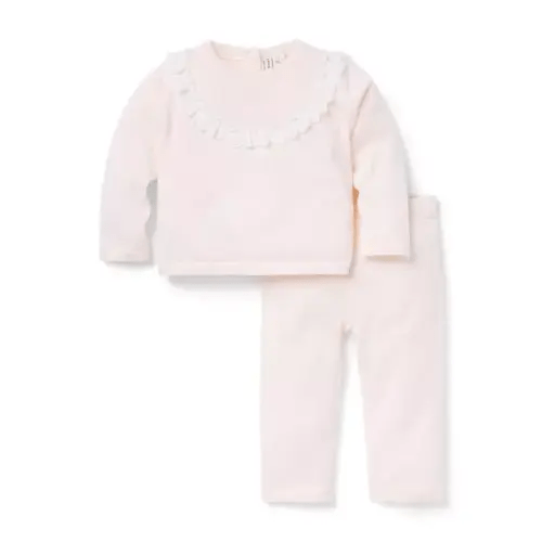 Baby Pink Blossom Baby Eyelet Trim Matching Sweater Set by Janie and Jack