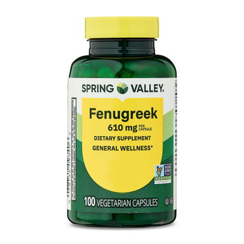 Spring Valley Fenugreek Dietary Supplement Vegetarian Capsules for General Wellness, 610 mg, 100 Count