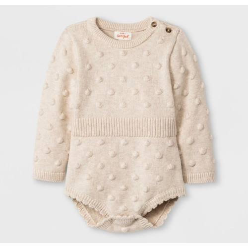 Baby Girls' Bobble Romper - Cat & Jack™ - Color: Oatmeal