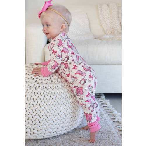 Rodeo Dreams Convertible Zip Romper | Pink