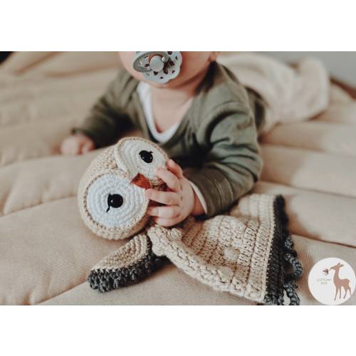 Ugi the Owl | Cotton Comfort Companion - Crochet Owl Buddy - Personalized Nursery Keepsake - Gift for New Parents