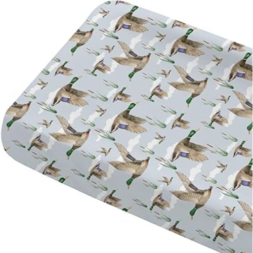 Changing Pad Cover for Baby Girls Boys, 32"/34" x 16" Safe Snug Diaper Change Table Pad Covers, Soft Stretchy Changing Pad Sheets Duck Hunting Mallard Hunter Theme Nursery Decor