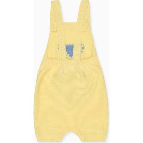 Lemon Crispa Cotton Bunny Baby Knitted Dungarees - La Coqueta | Maisonette