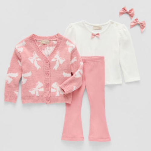 Btween Bow Cardigan Baby Girls 4-pc. Legging Set
