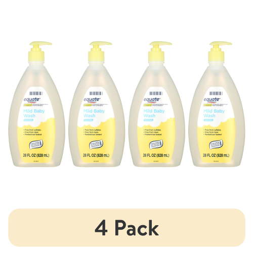 (4 pack) Equate Baby Tear-Free Mild Baby Wash, 28 fl oz, Compare to Johnson's® Head-to-Toe® Wash & Shampoo