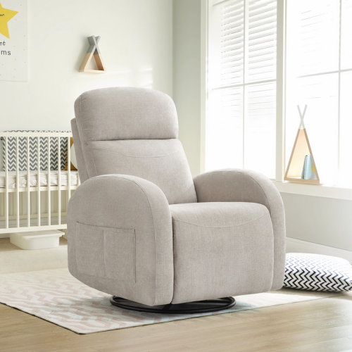Latitude Run® 37"Modern Chenille Upholstered Manual Swivel Rocker Glider Recliner Nursery Chair & Reviews | Wayfair