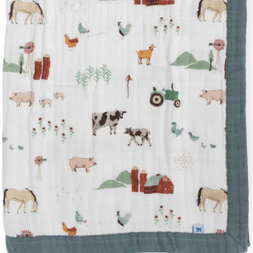 Farmyard Baby Nursery Quilt - 100% Muslin Cotton - 30x40