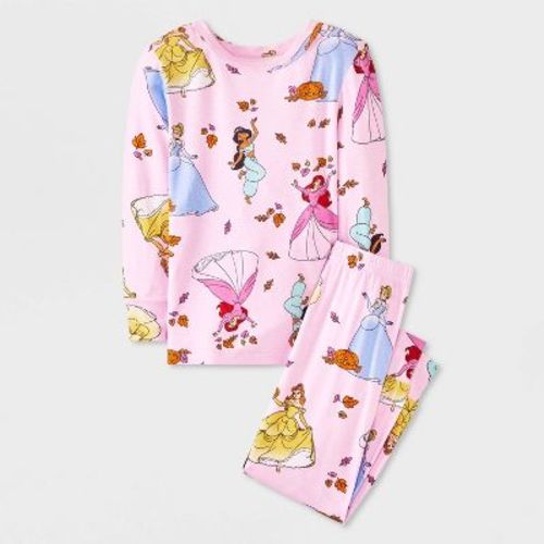 Toddler Girls' 2pc Disney Princess Halloween Viscose Snug Fit Pajama Set - Pink 4T