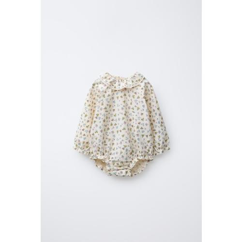 TEXTURED FLORAL BODYSUIT - Mid-ecru | ZARA United States