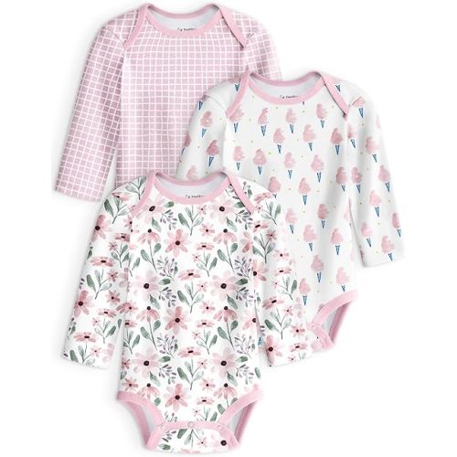 Yoofoss Baby Bodysuits 100% Organic Cotton Baby Onesie Long Sleeve Baby Boys Girls Clothes Soft Newborn Infant Romper, 3 Pack