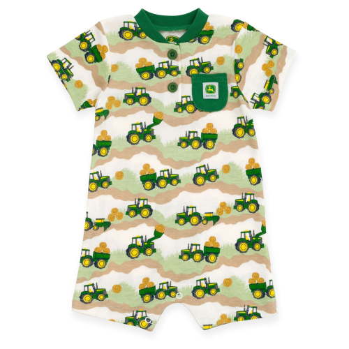 John Deere Henley Romper Newborn to Toddler