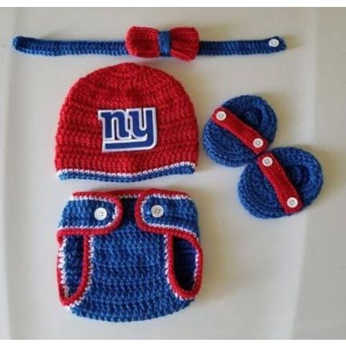 Crochet Baby Boy New York Giants Football Inspired Diaper Cover Outfit Photo Prop