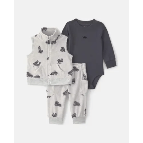 Baby Boy 3-Piece Construction Fleece Layering Set - Grey | Carter's
