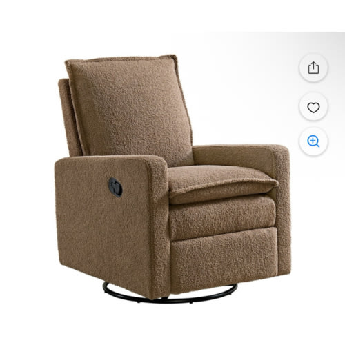 Soho Baby Coventry Manual Upholstered Glider Recliner Rocking Chair 360° Swivel for Nursery and Living Room – Boucle Teddy Brown​ - Walmart.com