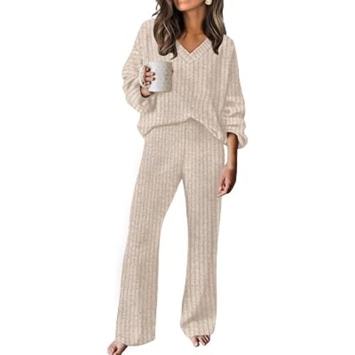 Amazon.com: RUMIA Fall Outfits for Women 2025 Loose Fit 2 Piece Loungewear Winter Clothing Beige L : Clothing, Shoes & Jewelry