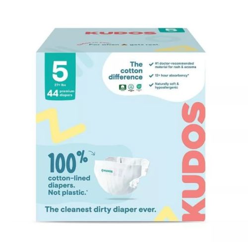 Kudos Premium Disposable Diapers with 100% Cotton Lining, Double Absorption Layer, 12+ Hour Protection, Size-5/44 Ct (Pack of 1)