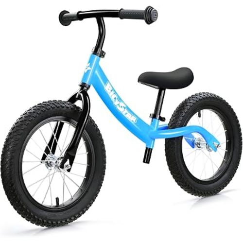 bicystar 14 Inch Balance Bike for Kids 3-5 with Rubber Air Tires, Blue