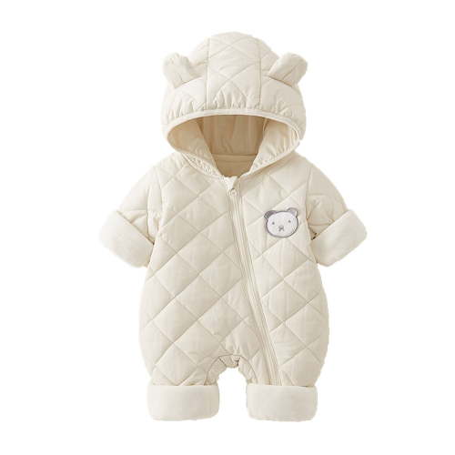 Povozer Baby Snowsuit Winter Coat Warm Hoodie Romper Puffer Jacket(White,0-3M)