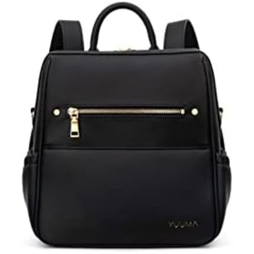 YUUMA Mini Diaper Bag Backpack-Minimalist bag With Premium Vegan Leather Material With 7 Interior and 5 External Pockets (Onyx)