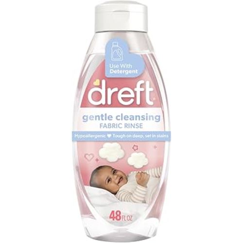 Dreft Baby Gentle Cleansing Fabric Rinse, 48 fl oz, Hypoallergenic, Dermatologist Tested on Sensitive Skin, Odor Remover