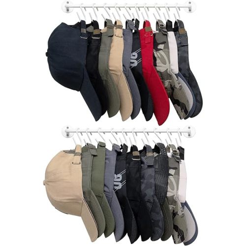 Mkono Hat Organizer Hat Rack for Wall Storage Holder with 20 Hooks Set of 2