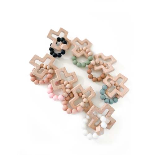 Wood & Silicone Cross Teething Toy