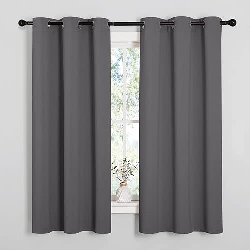 NICETOWN Thermal Insulated Grommet Blackout Curtains for Bedroom (2 Panels, W42 x L63 -Inch, Grey)