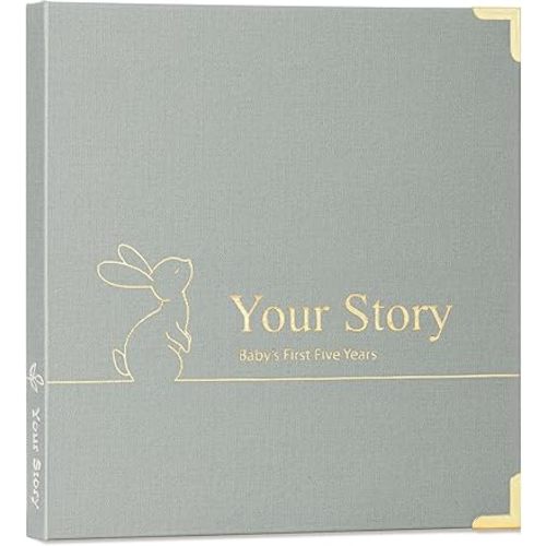 Baby Book Keepsake Boy or Girl Timeless Baby Memory Book First 5 Years for Baby Shower Gender Neutral Baby Scrapbook New Mom Gift Baby Journal from Birth to Age 5 Milestone Book Sage Green