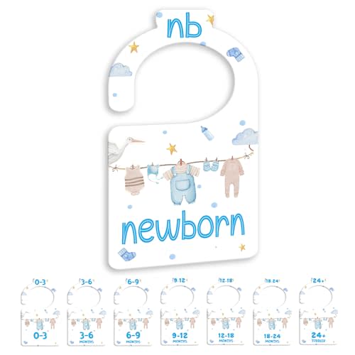 JMOST Boy Baby Closet Dividers for Nursery Closet Organizer, Newborn to 24 Months Size Clothes, Bule Hangers with Size Dividers, Double Sided