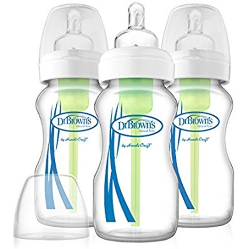 Dr. Brown's Options 3 Piece Wide Neck Glass Bottles, 9 Ounce