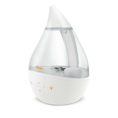 Crane Ultrasonic Humidifier, 1 Gallon, Top Fill, Sound Machine, Nightlight, White