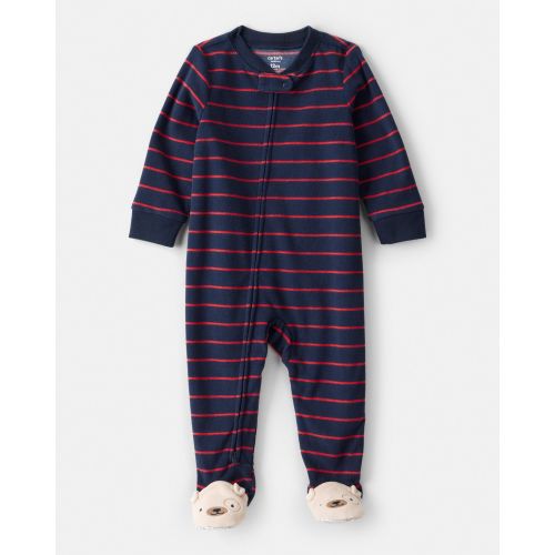 Baby Boy Dog Striped Fleece Loose Fit 1-Piece Pajamas - Navy - Carter's | Carter's